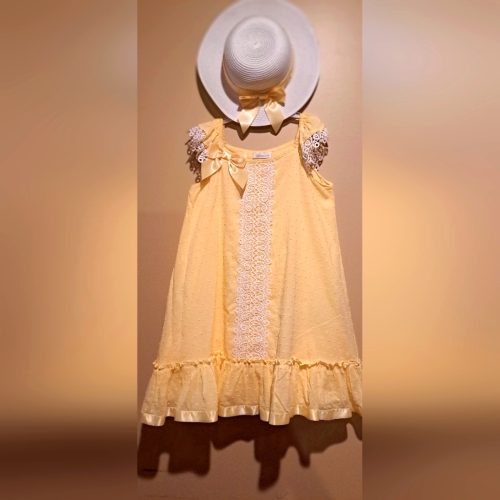 Yellow Lace Trim Dress